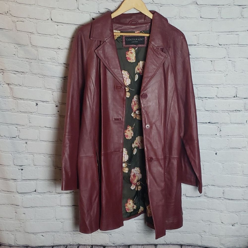 Centigrade Maroon Leather Jacket